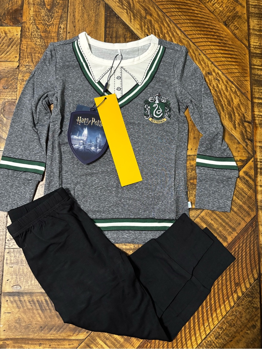 Posh Peanut Grey and Green Slytherin-Style Pajama Set